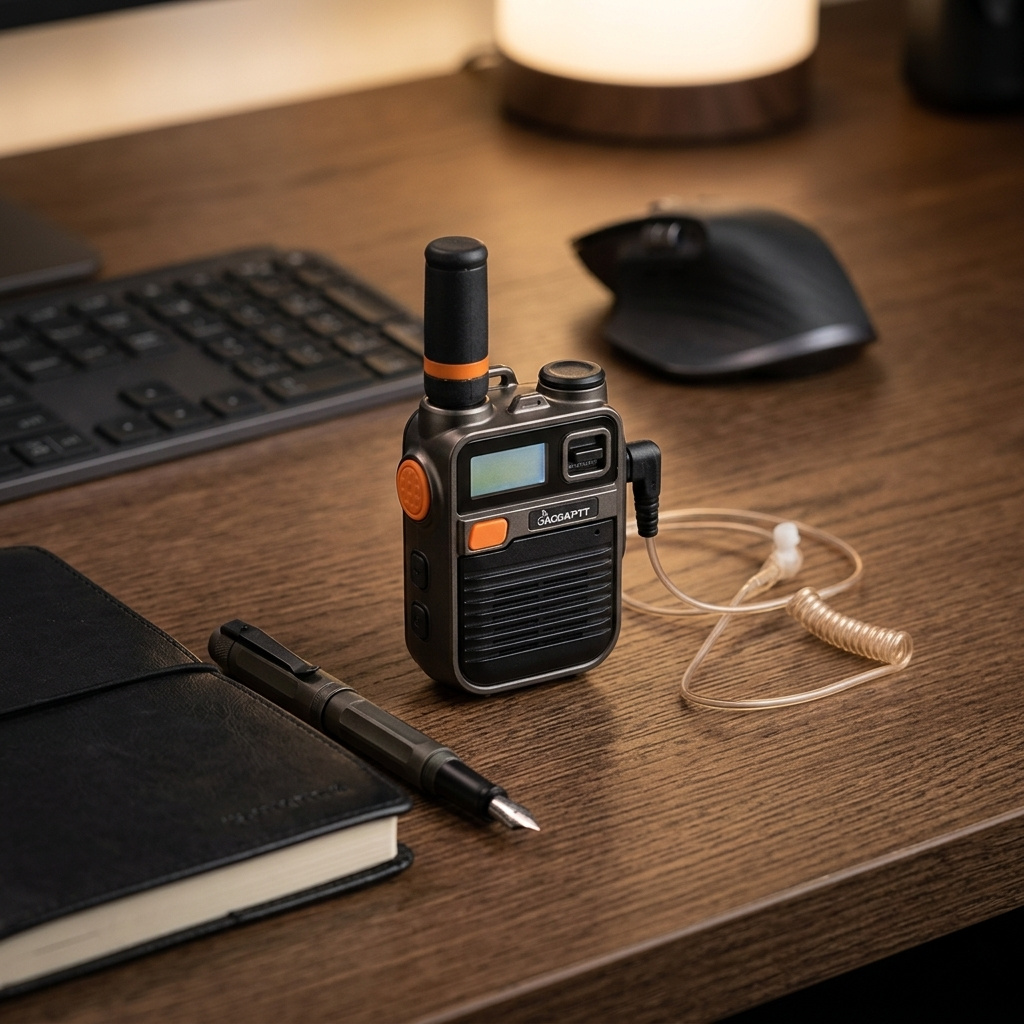 TalkiesWorldWide radio with padlock and encrypted phone on Pelican case