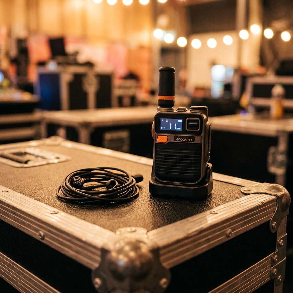 Walkie talkie backstage at live event