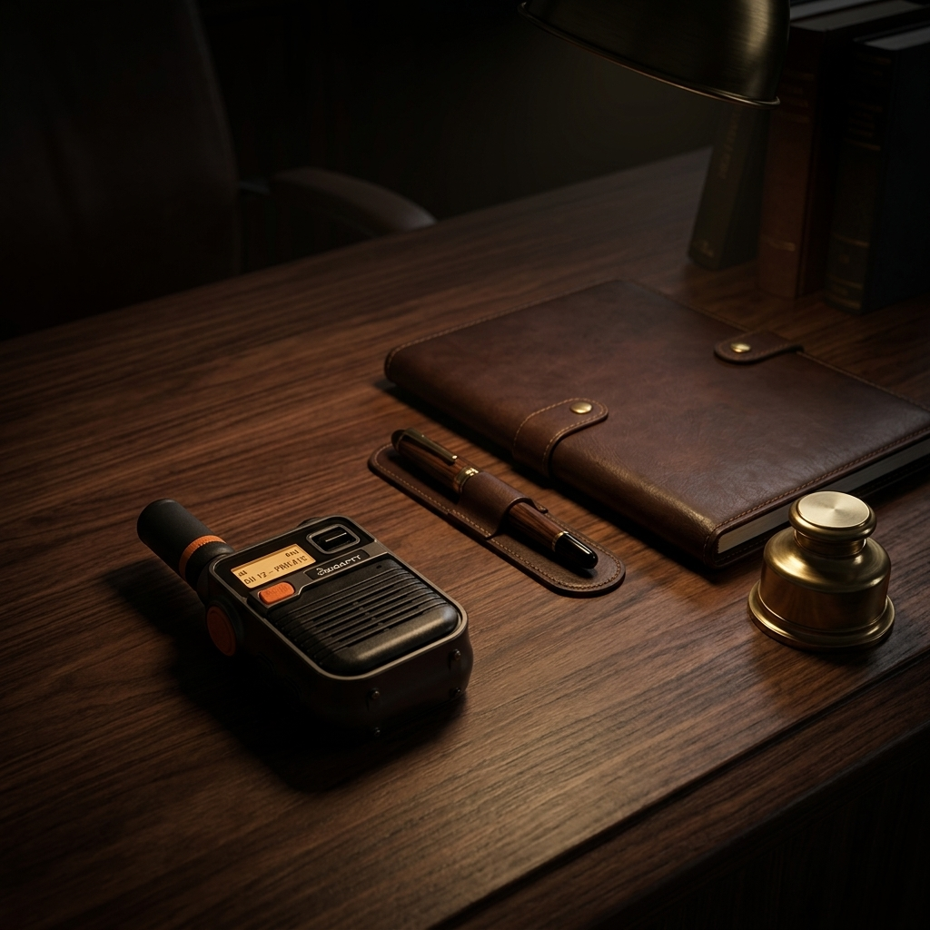 Walkie talkie on private office desk